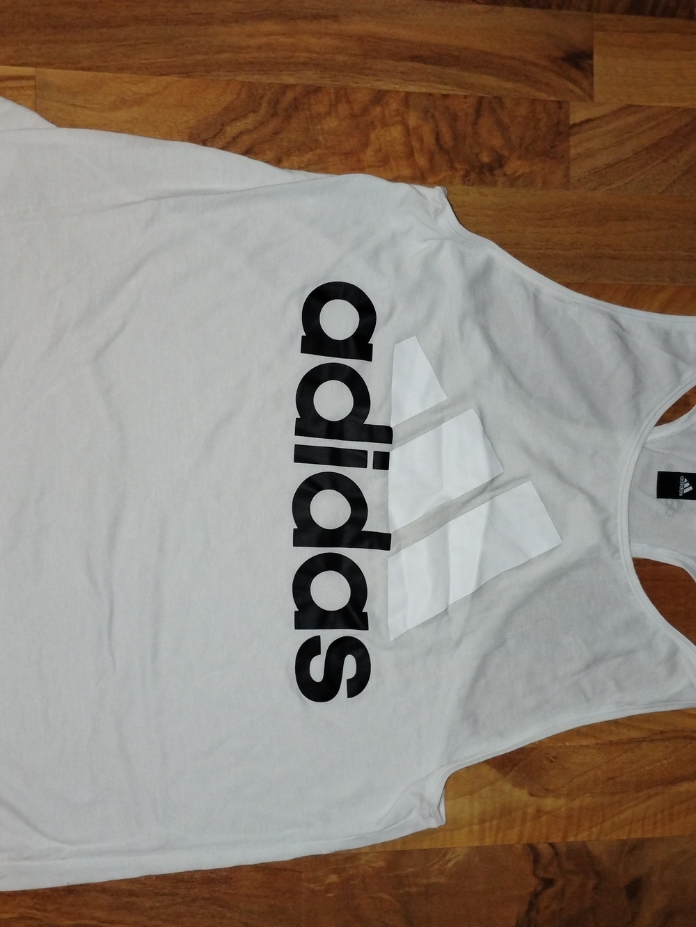 Adidas Grayish White Tank with Large Logo